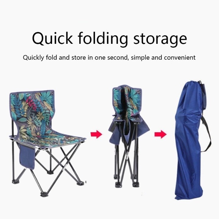 OLEVO Kursi Lipat Outdoor Mancing Camping Foldable Chair with Pocket S - OL3336 - Blue