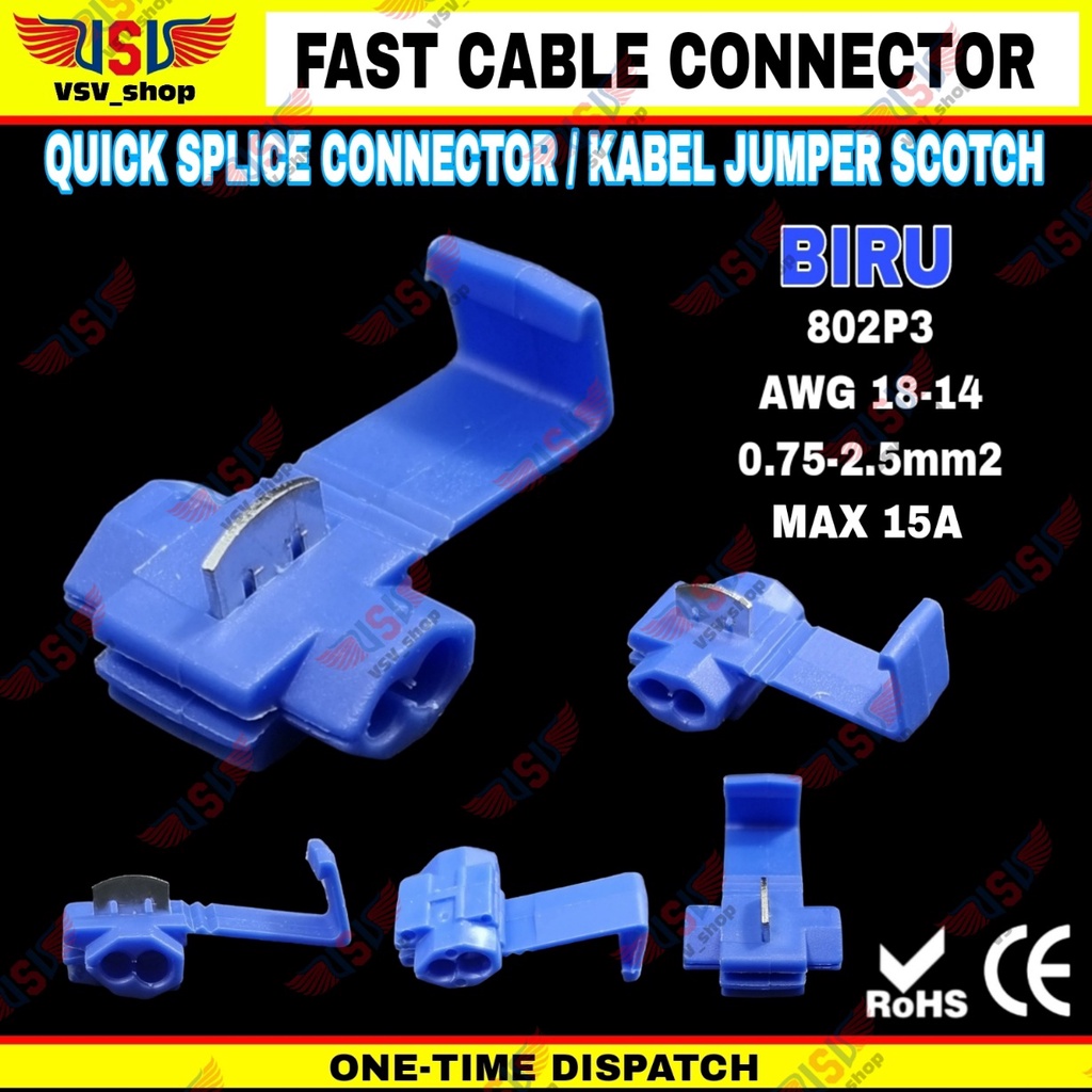 Konektor kabel listrik Jumper BIRU Scotch Lock Quick Cable Connector Sambungan Kabel