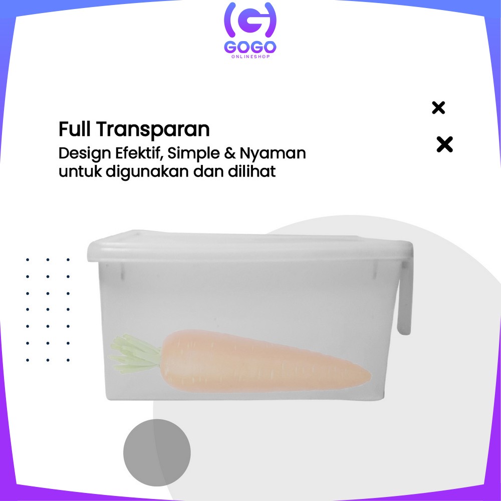 GOGO-C806 Kontainer Makanan Kulkas Food Storage Box Ada Pegangan Tangan / Kotak Penyimpanan Makanan Sayur Daging Ikan / Toples Kulkas Bening