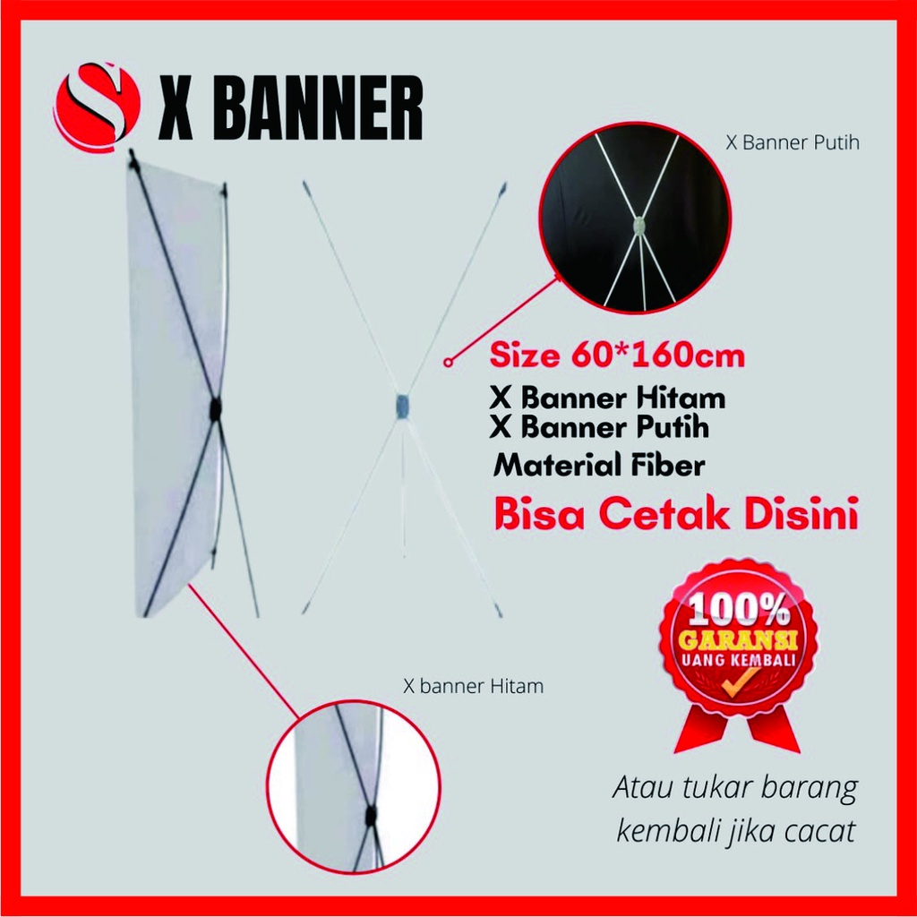 X Banner 60x160cm / X Banner / Rangka X Banner / Tiang X Banner