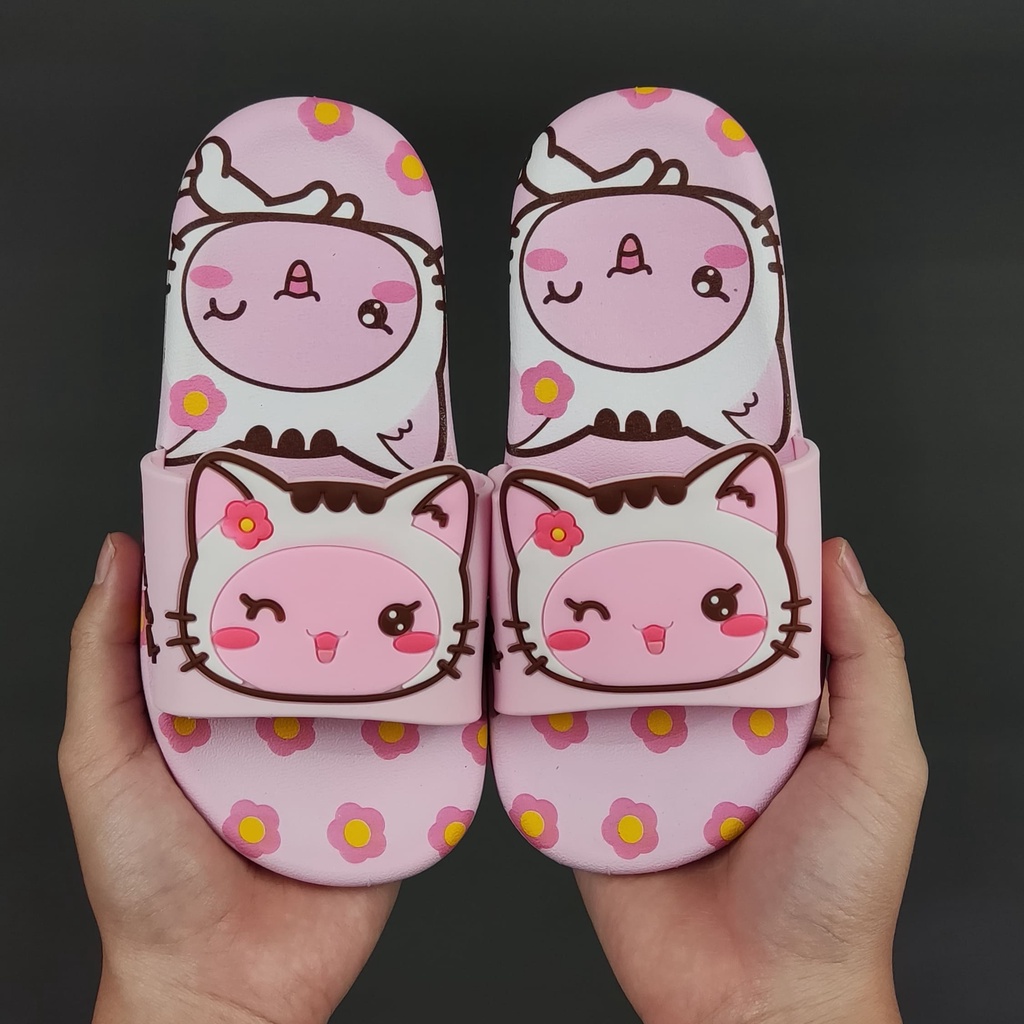 98062 NEW Sandal slop anak laki-laki dan perempuan import motif kucing