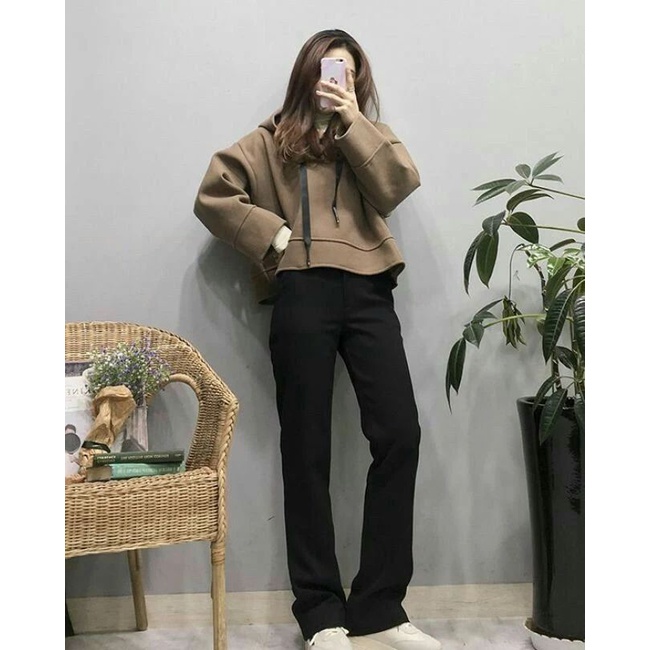 SWEATER JI SOO CROP OVERSIZE KOREAN STYLE FLEECE PREMIUM