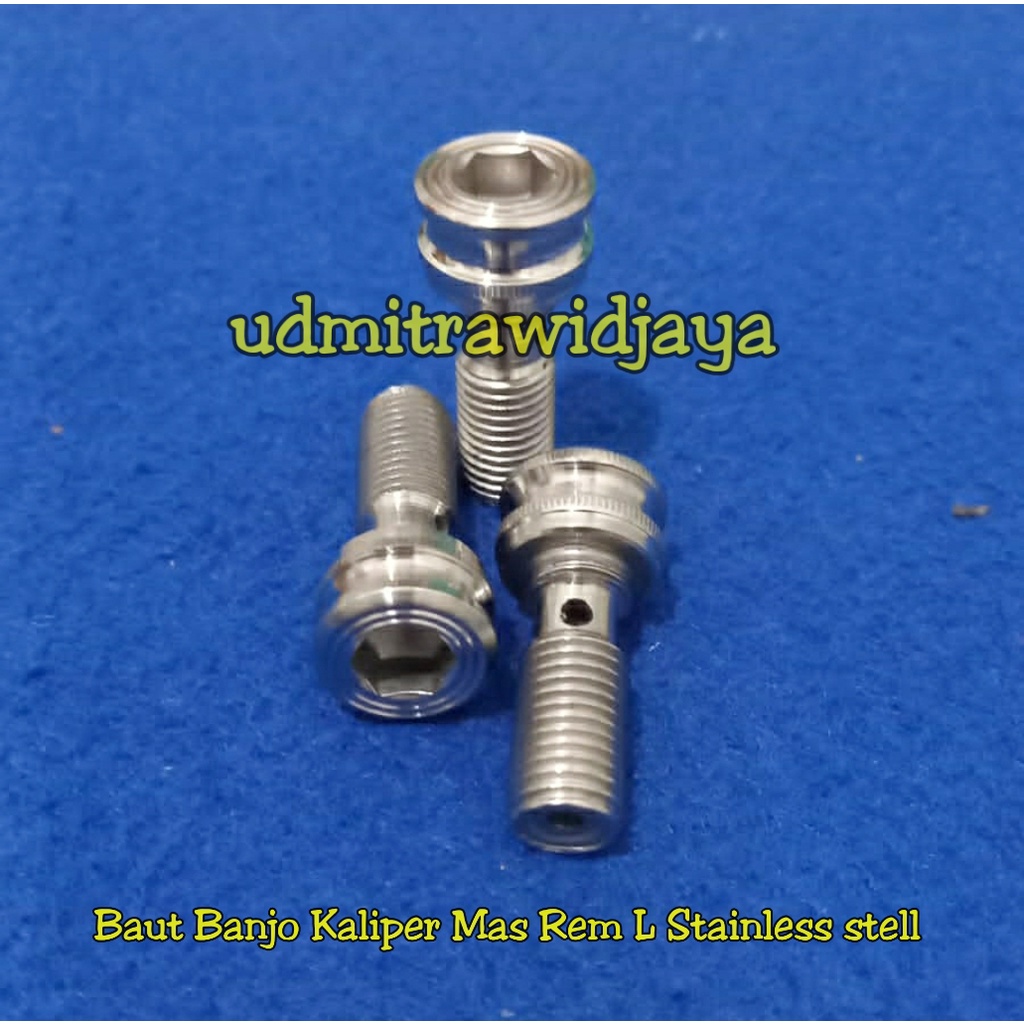 baut nepel baut banjo selang rem probolt stainless baut selang rem ke master / kaliper baut banjo baut kaliper baut selang rem baut oil cooler universal semua motor baut 14an m10 1.25 baut M10 halus