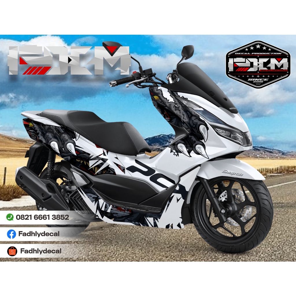 Decal PCX 160 Putih Hitam desain cakar keren stiker fullbody