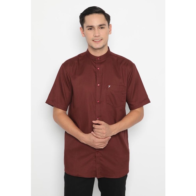 Sale Jobb Ghazi Baju Koko Modern Pria Lengan Pendek Slim FIt Maroon /BAJU KOKO PRIA/BAJU KOKO DEWASA