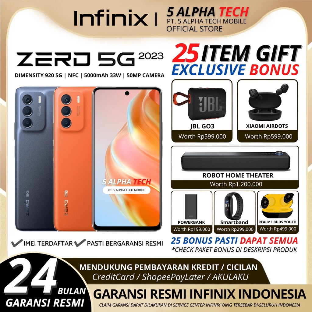 INFINIX ZERO 5G 2023 NFC 13/256GB ( 8GB + 5GB EXTENDED RAM ) GARANSI RESMI INFINIX