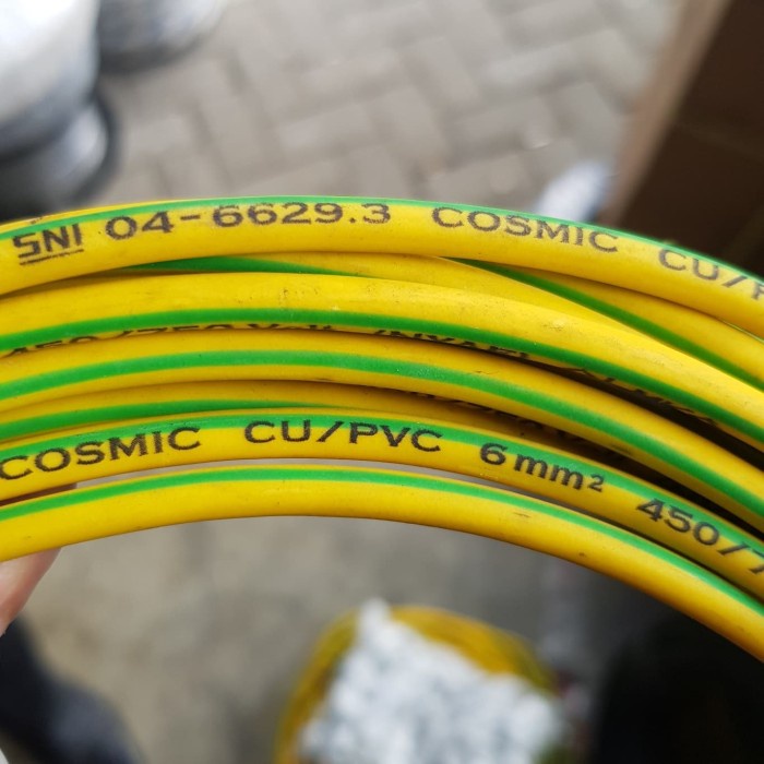 Terlaris Kabel Grounding Nya 6Mm Meteran / Kabel Grounding Kuning Hijau (1X6)