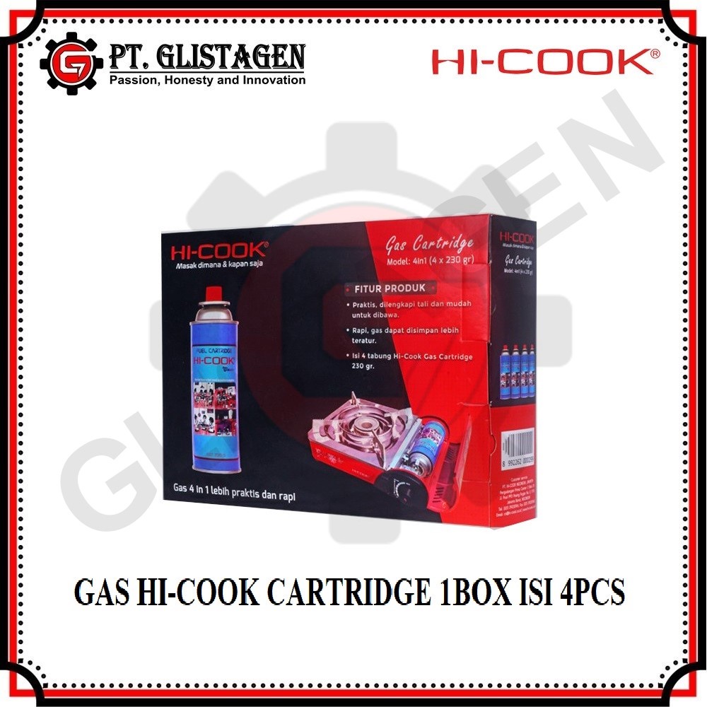 HI-COOK Kaleng Tabung Gas Mini Kompor Portable 230gr (1Box isi 4pcs)