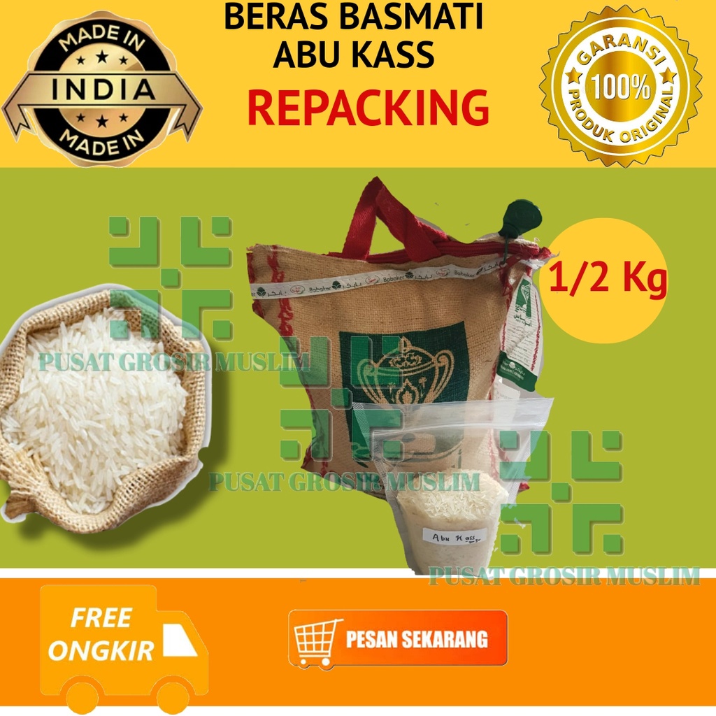 Beras Basmati Dawaat abu kass white pearl  1/2kg 0,5kg 0,5 kg 500gr Dijamin Ori atau Uang Kembali!!!