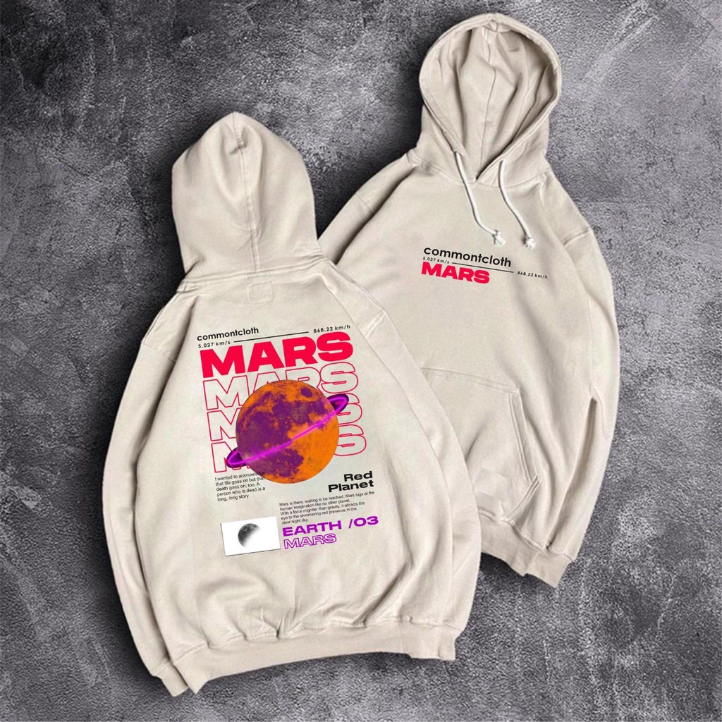 Hoodie Jumper Pria Wanita Hoodie Cream Mars Distro (unisex) Premium Commontcloth Mars Sz M L XL