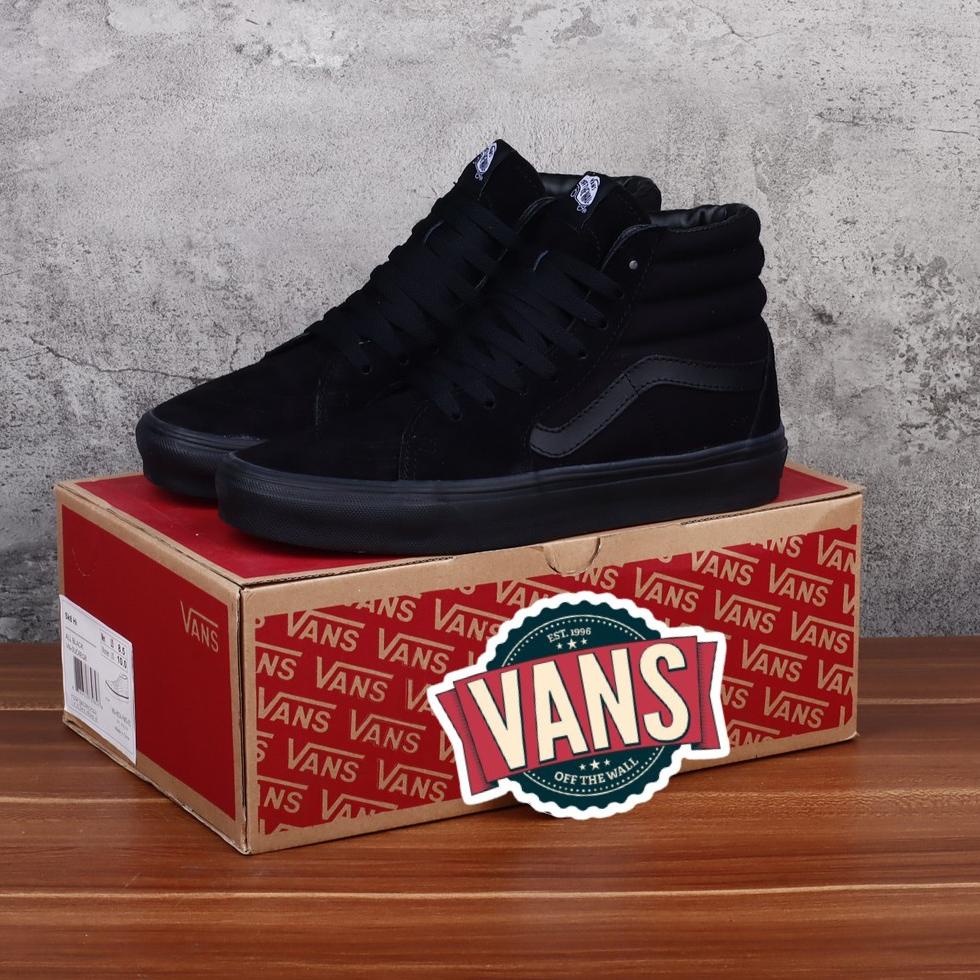 STOK TERBATAS Sneakers Pria Sekolah Sk8 High Sepatu Full Black Pria Wanita Sepatu Sk 8 Hitam Polos S