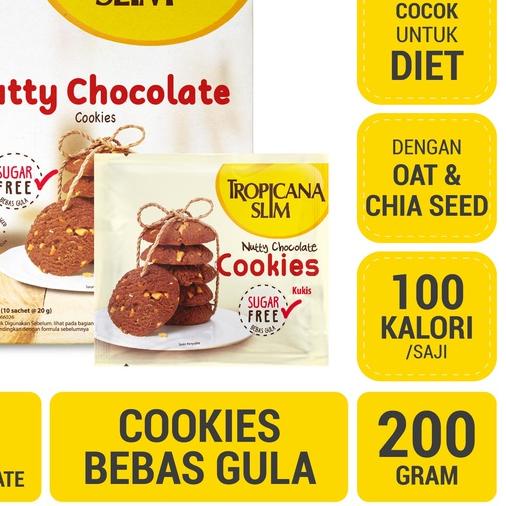 

♪ Tropicana Slim Nutty Cookies Chocolate 200gr - Snack Diet Rendah Kalori Bebas Gula ❈