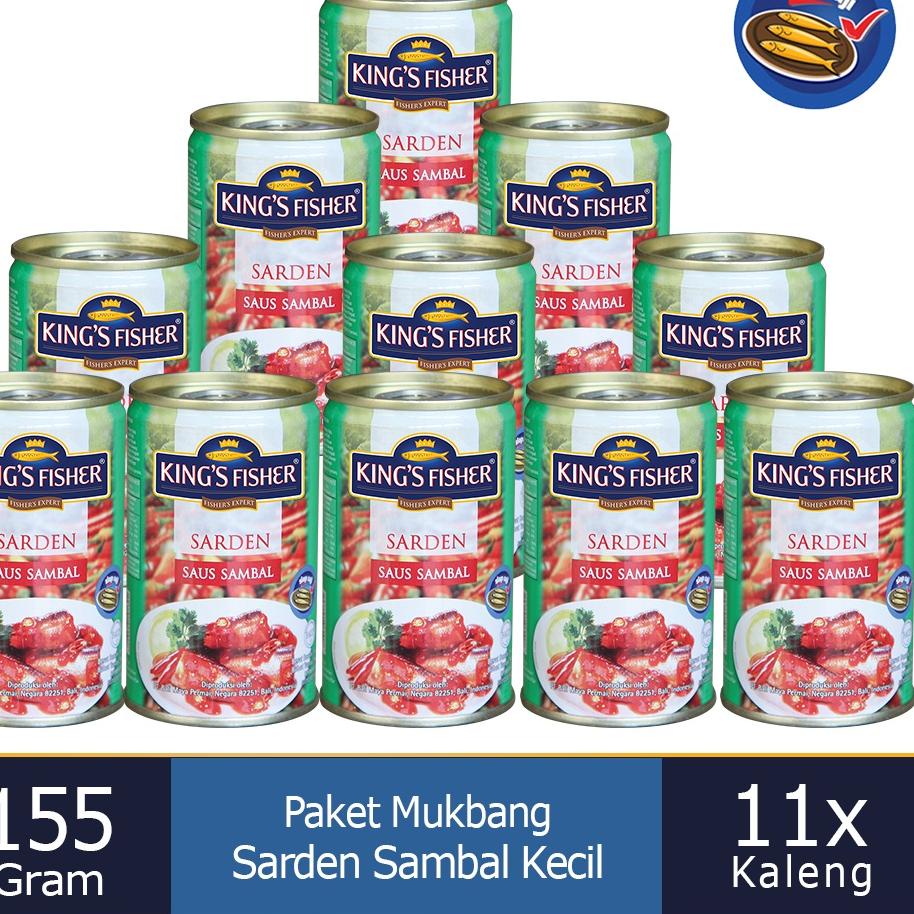 

Gebyar promo Paket Mukbang 11 pcs King's Fisher Sarden mini saus sambal Makanan Kaleng 155g kings fisher