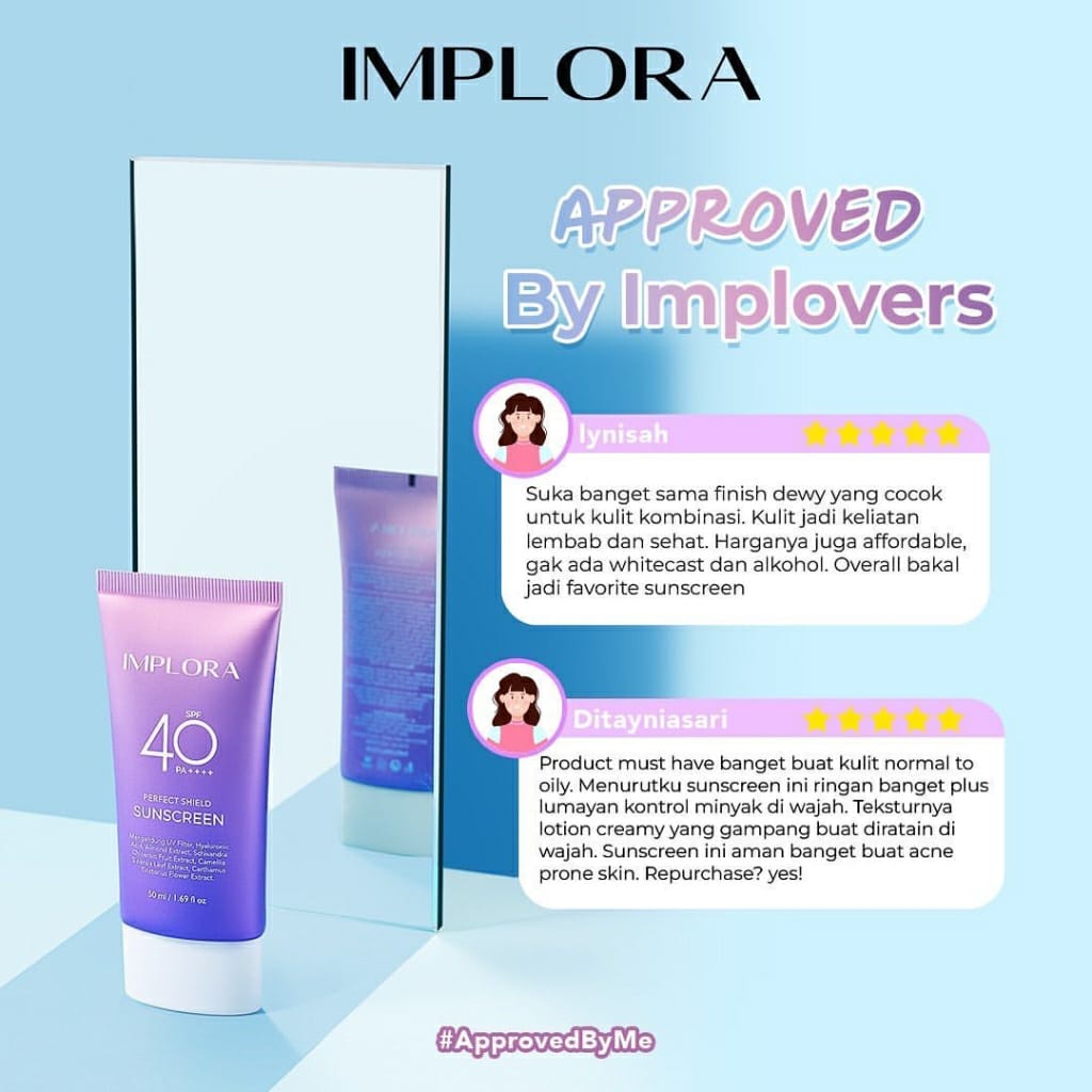 [BPOM &amp; ORI] IMPLORA Perfect Shield Sunscreen SPF 40 PA++++ | Sunscreen Wajah | Pelindung dari Sinar Matahari