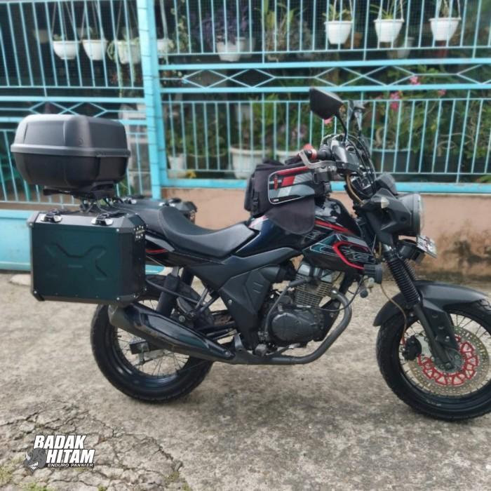 Side - Box Samping Motor Badak Hitam Alumunium Pannier 27liter
