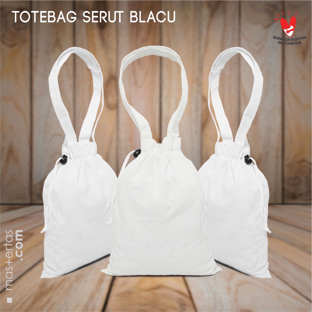 Totebag serut blacu tas serut pouch souvenir drawstring pouch jinjing polos