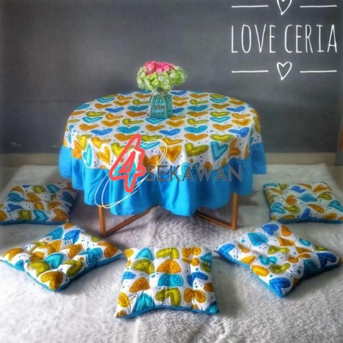 TAPLAK MEJA SET LESEHAN OSHINE | TAPLAK MEJA BULAT | BANTAL SET MEJA OSIN GB545YH