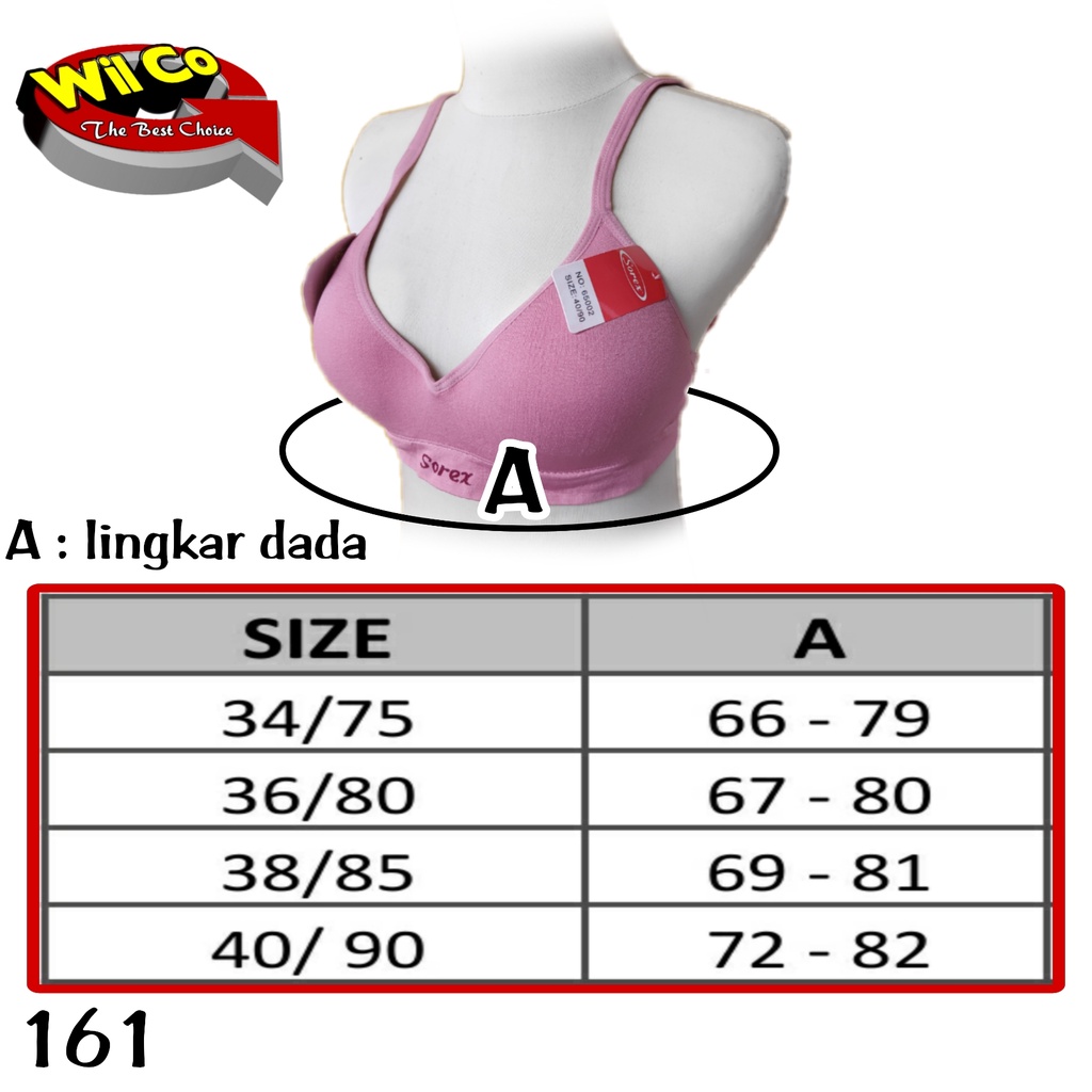 K161 - BRA/BH SOREX CASUAL COMFORT BUSA TIPIS ADA KAWAT CUP B SEDANG SIZE 34 - 40