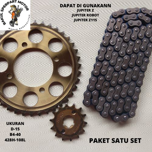 Gear Gir satu set Jupiter Z1 Baja Bakar sepuh Gear Jupiter Z1 gigi tarik Jupiter Z1 rantai roda Jupi
