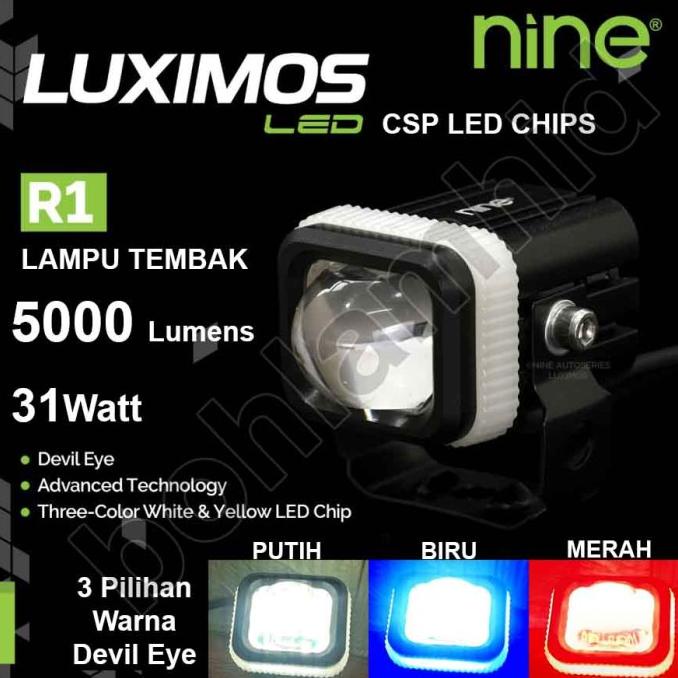 Lampu LED Tembak Motor Mobil LUMINOS LUXIMOS R1 Devil Projektor Laser ---READY---