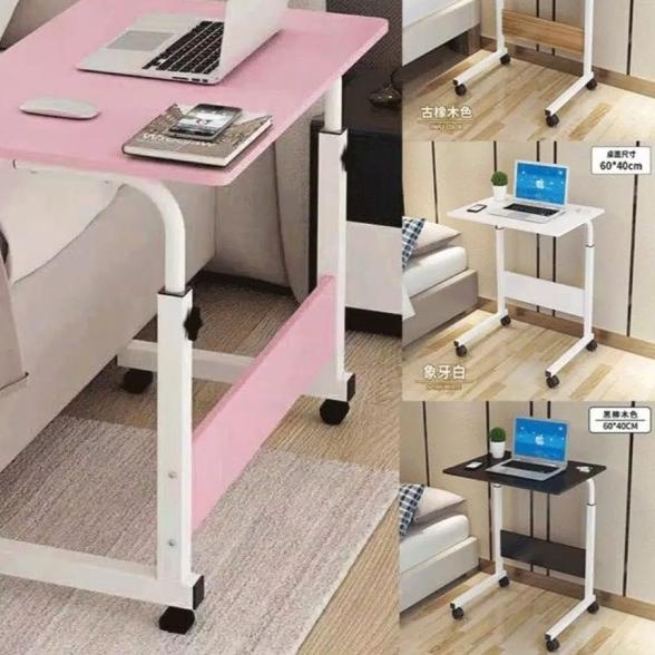 ➻ [SJZ-01]Meja Laptop Roda/Meja Laptop Roda Portable/Meja Lipat Laptop Roda Serbaguna ✧