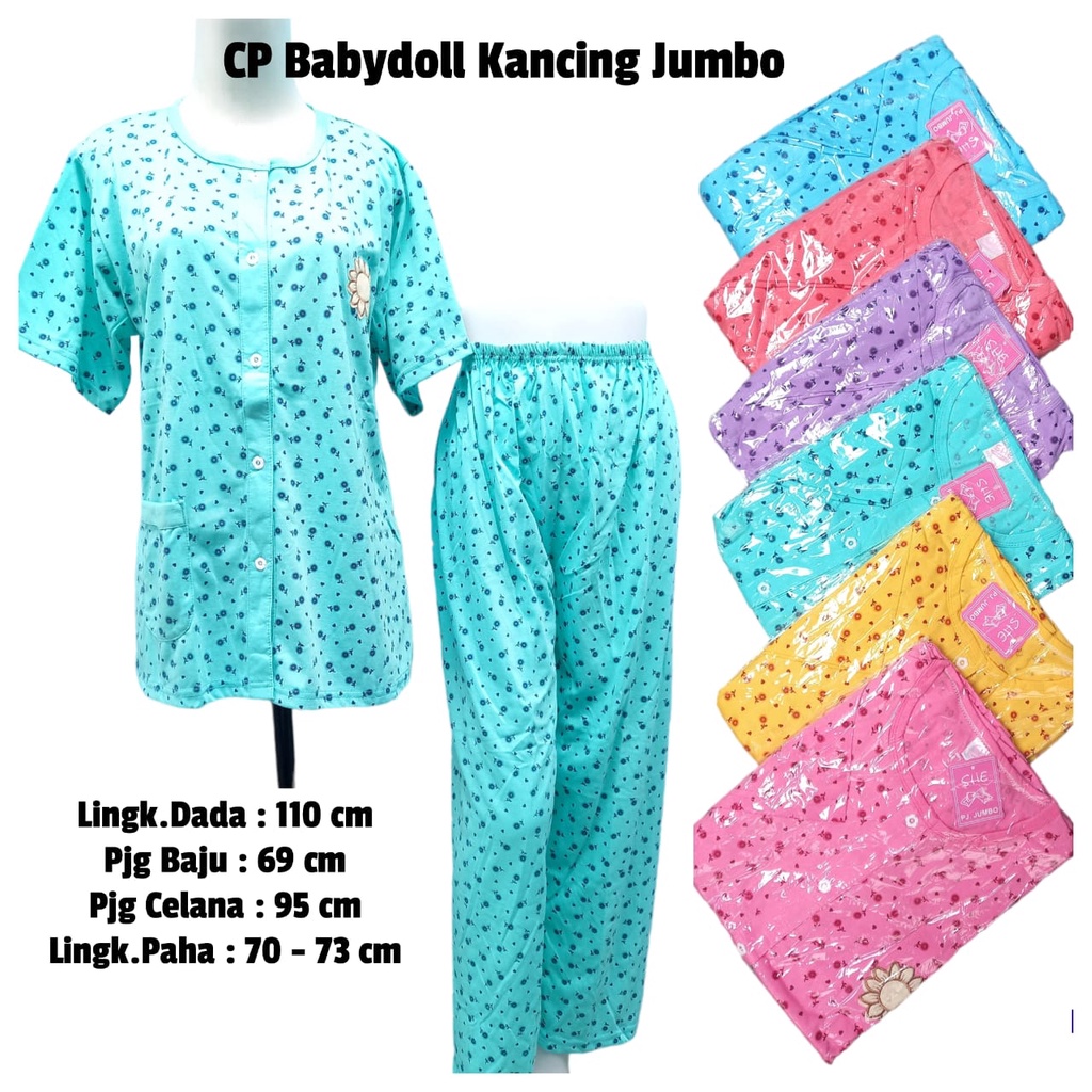 CP Babydoll Jumbo Full Kancing Bahan Kaos