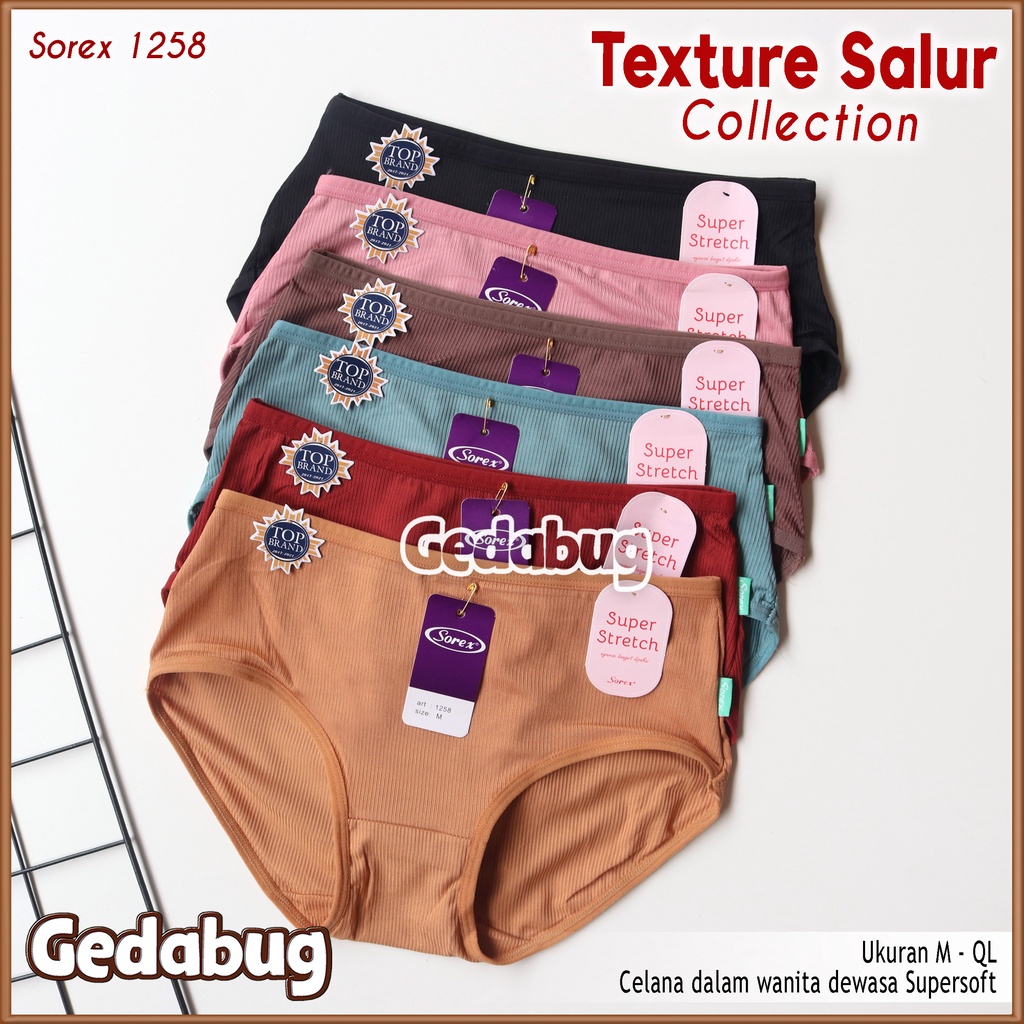 3 Pcs -  CD Wanita Sorex 1258 Celana Dalam Wanita Basic Super Stretch Midi Warna Warni | Gedabug