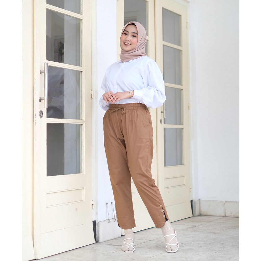 NHM Celana Wanita CINDY PANTS Katun stretch, Celana Kerja