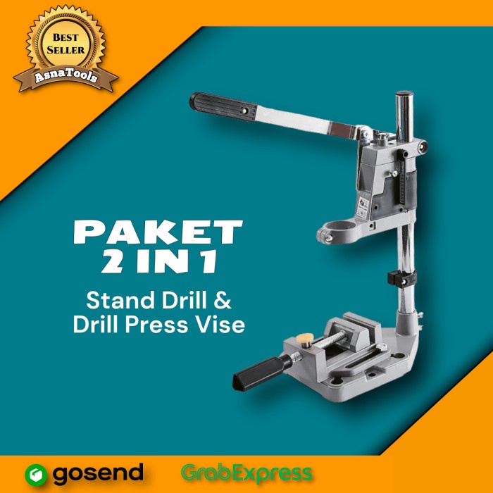 Terlaris Paket Stand Drill / Dudukan Bor Tangan + Drill Press Vice Clamp