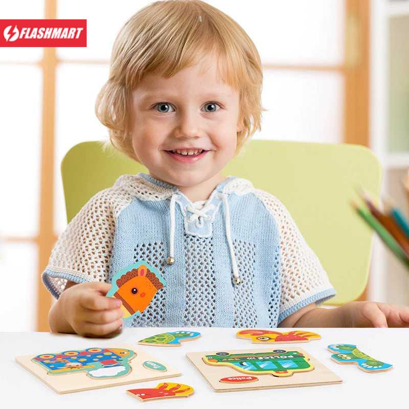 Flashmart Mainan Anak Montessori Puzzle Children Toy Model Kereta - HX2802