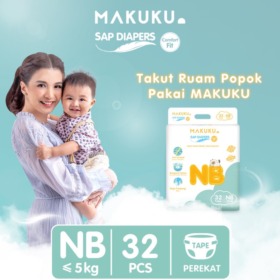 MAKUKU DIAPERS COMFORT FIT S30 TAPE / PEREKAT / POPOK PEREKAT