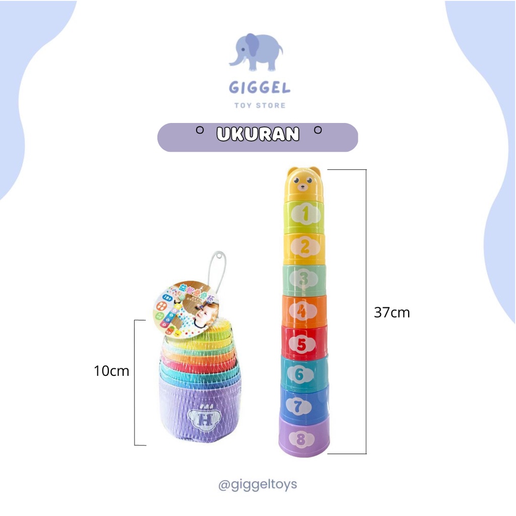 [ Giggel ] Stacking Cup Toys Import / Mainan Anak Susun Gelas Warna Warni / Mainan Edukasi Anak