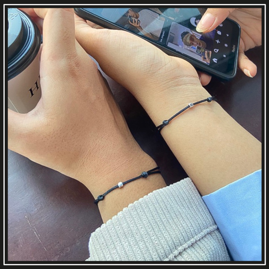 Couple bracelet / gelang tangan aesthetic keren tali item hitam polos kapel couple cople copel caupl