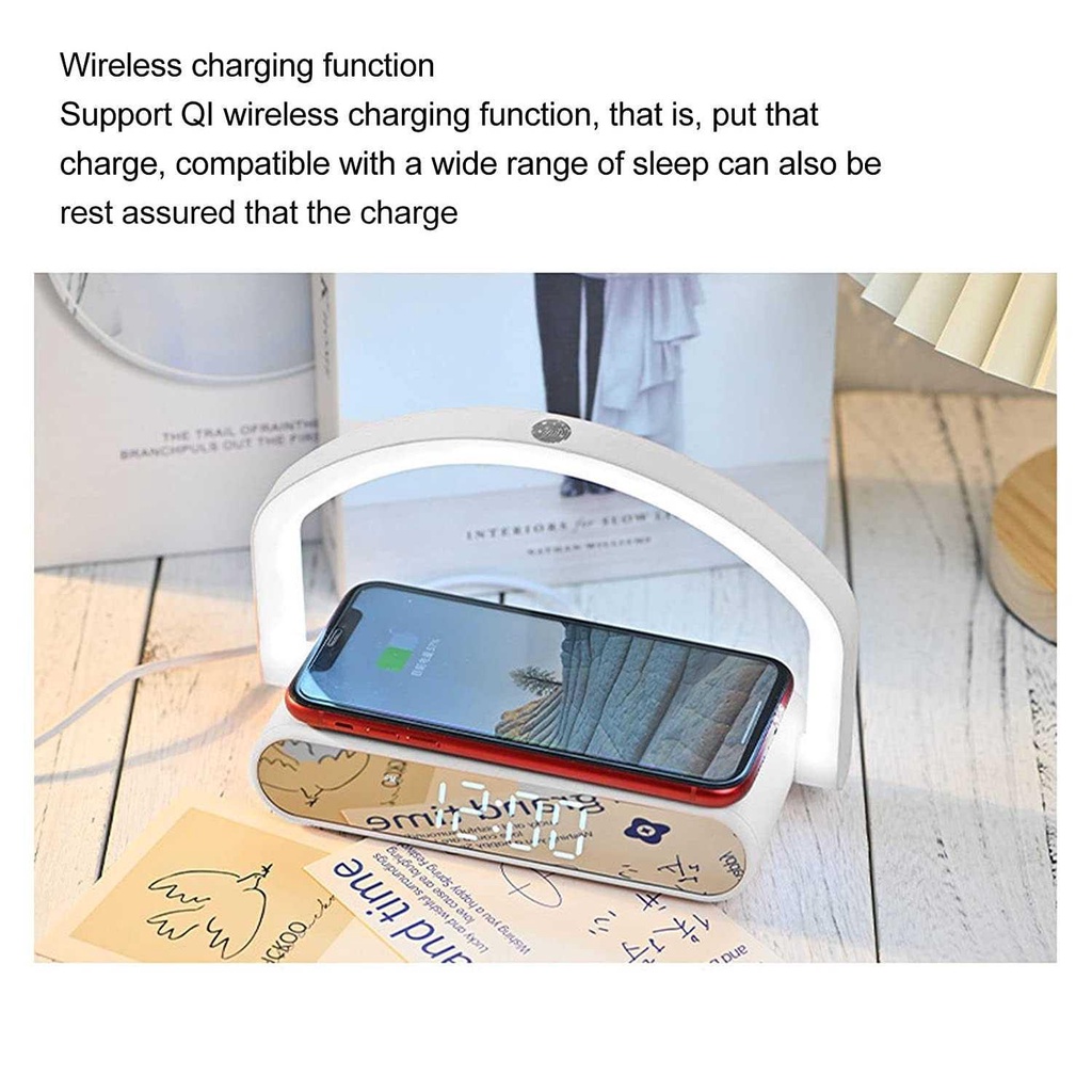 Jam Alarm Digital Wireless Charging Smartphone LED Night Light - 2208 - White