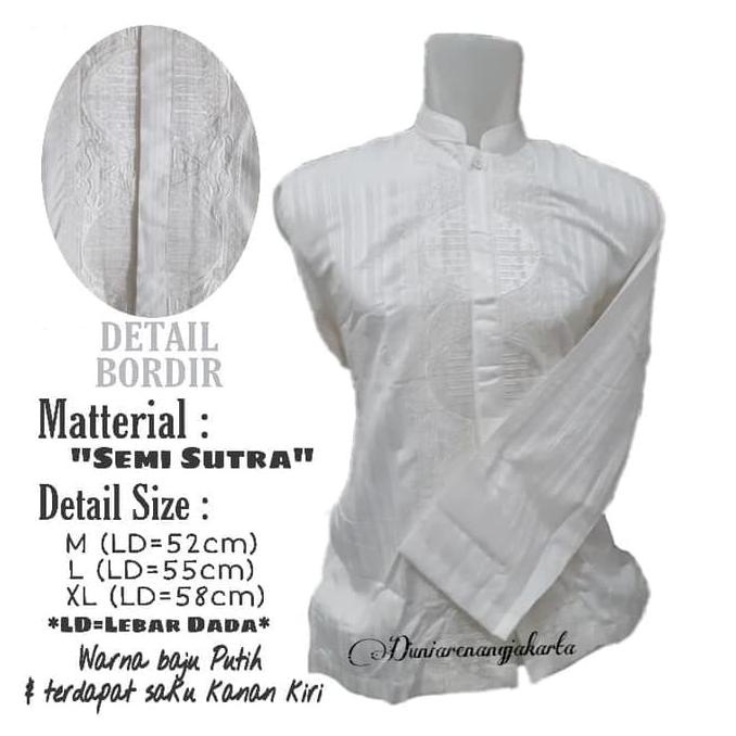 Baju Koko Dewasa Putih Premium Semi Sutra bagus