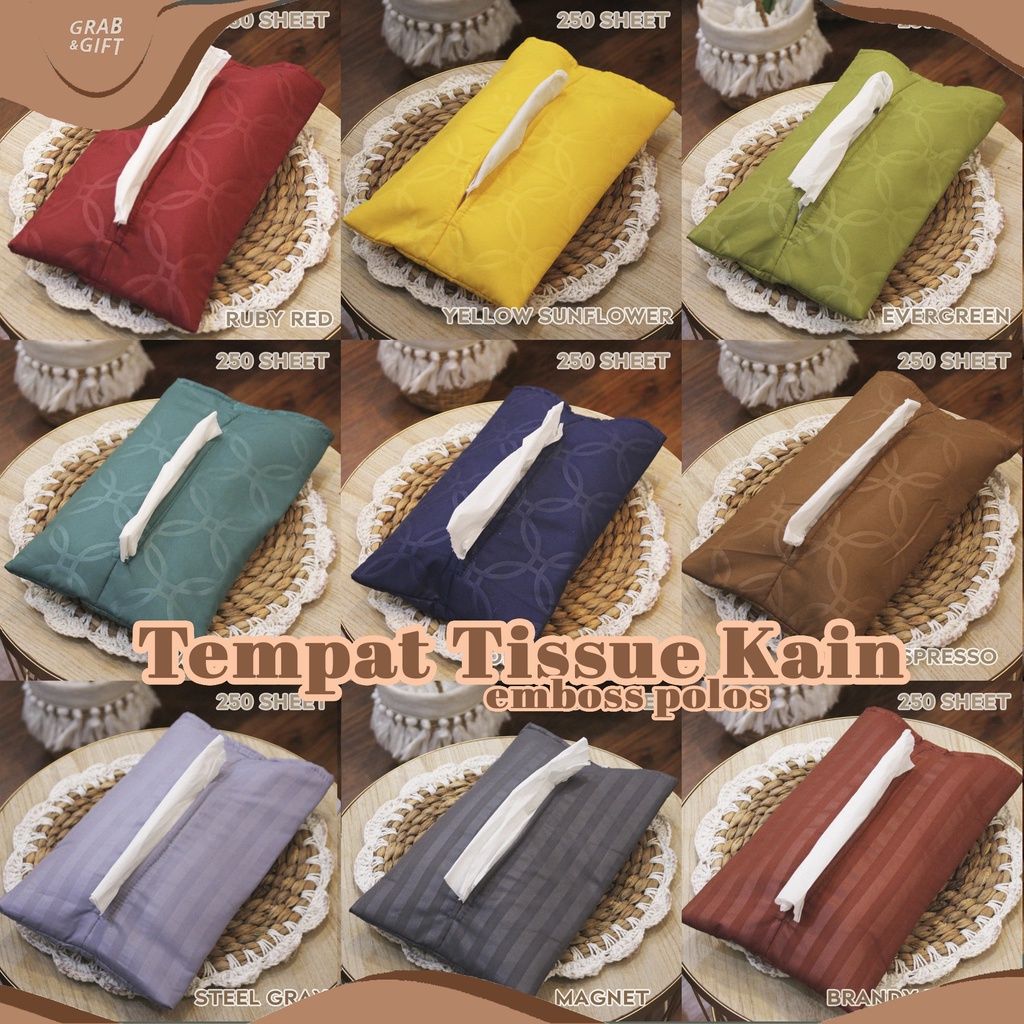 SARUNG TISSUE Emboss 250 Sheet Tempat Tisu Besar Motif Parisian / Stripe / Chess Warna Polos