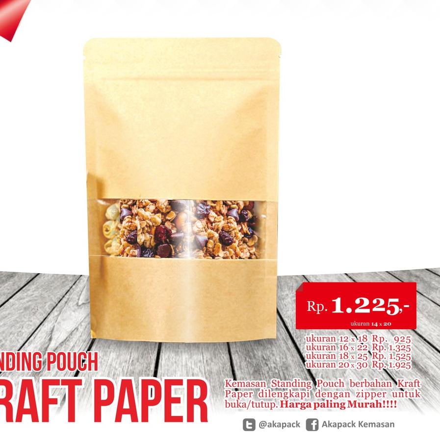 

♥ Spkw 14x20 Kemasan Standing Pouch Kraft Paper isi 100pcs ♕