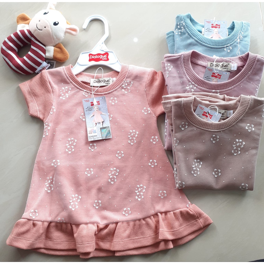 Dialogue Baby Dress Waffle Mix DDWM Untuk Anak Perempuan 0-12 Bulan | Dress Bayi