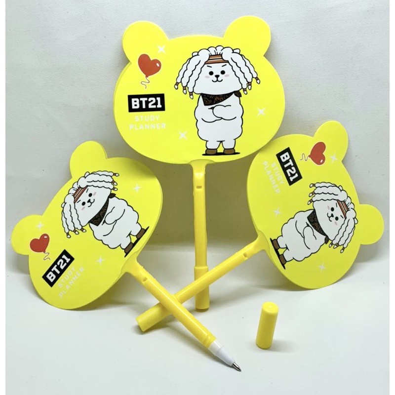 

RJ YELLOW Grosir Mainan Pulpen Kipas BT21 bolpoint BTS Pulpen BTS Cute Hand Fan Pen Pulpen karakter