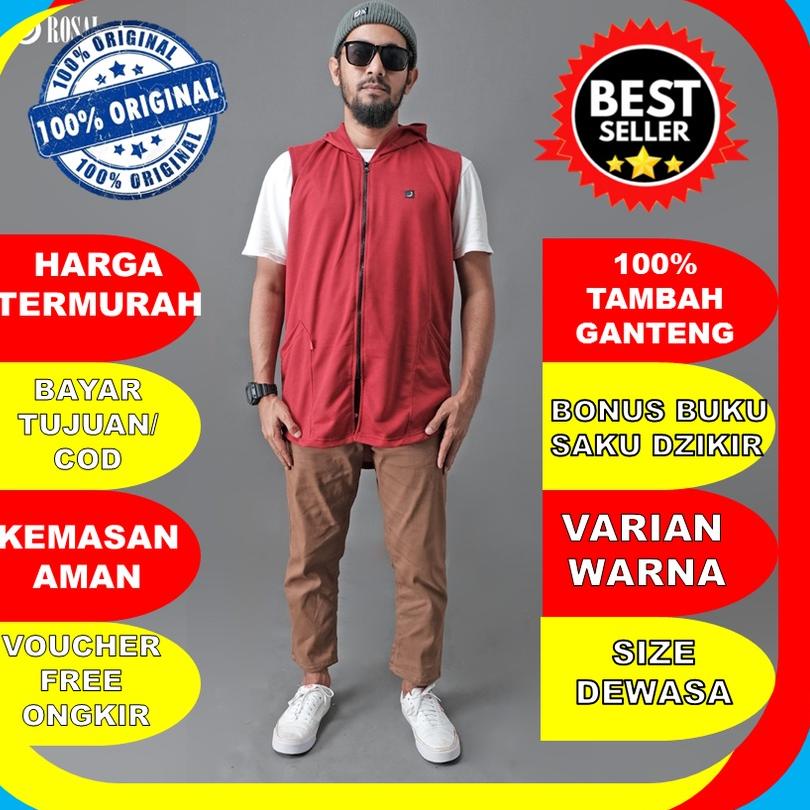ㅠ ROMPI SHOLAT ROSAL ZIPPER HOODIE ORIGINAL PREMIUM / BAJU SHOLAT PRIA MURAH / BAJU KOKO HITAM POLOS