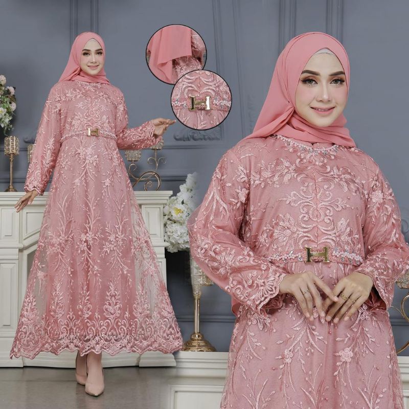 Gamis Tile Zahra Busui Frendly Kombinasi Payet Mutiara Modern/ Gamis/ Gamis Kondangan/ Gamis Tile/ Gamis Brokat/ Gamis Pesta/ Gamis Seragaman/ Gamis Mutiara/ Gamis Busui Frendly