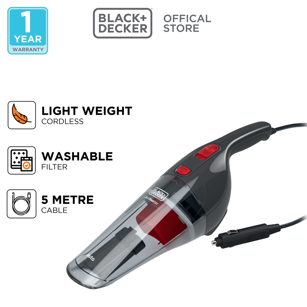 Black+Decker Dustbuster Vacuum Cleaner Mobil + Aksesoris DC 12V NV1210AV-B1