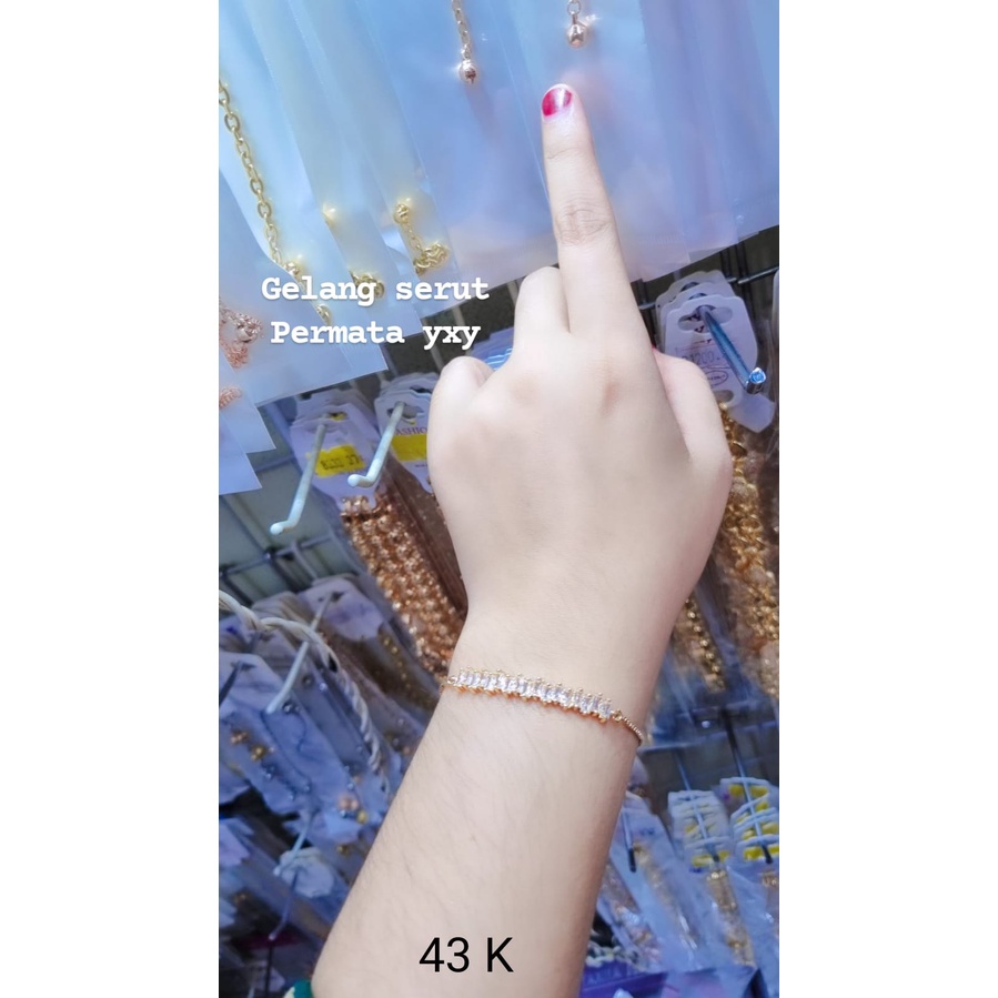 GELANG TANGAN SERUT PERMATA YXY PERHIASAN IMITASI LAPIS EMAS
