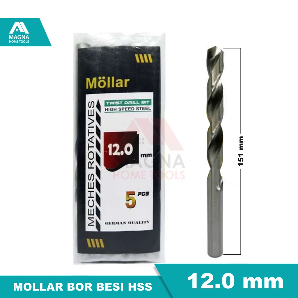 MATA BOR BESI LISTRIK HSS MOLLAR PUTIH 12 MM [ORI]