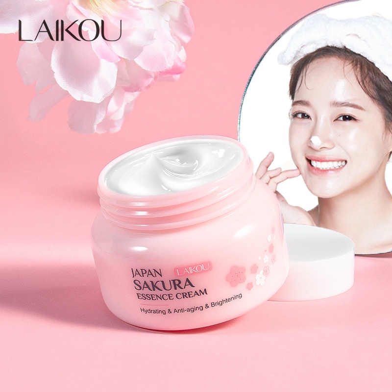 Laikou 60G Jepang Sakura Essence Cream Cherry Blossom Krim Wajah Pelembab Anti Kerut Anti Penuaan Me