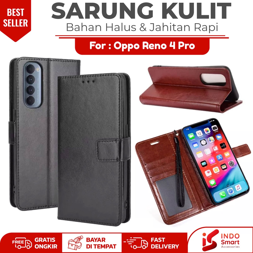 Oppo Reno4 Pro / Case Oppo Reno 4 Pro Casing Hp Dompet Wallet Flip Case Sarung Kulit Hp