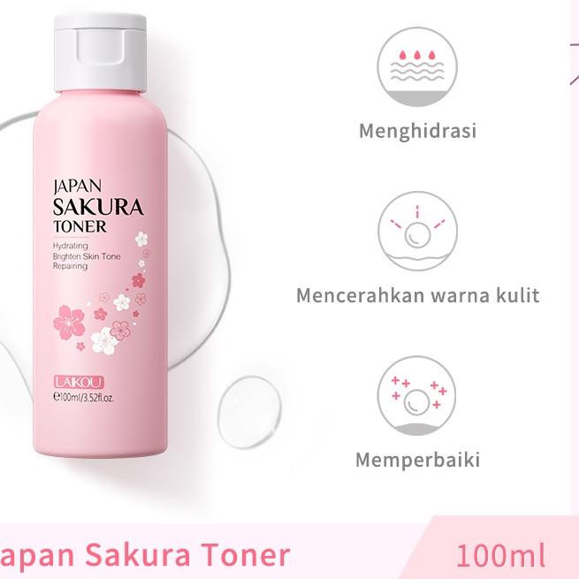 ✦ LAIKOU Japan Sakura Toner Cherry Blossom Serum Air Me Mengurangi Bintik-bintik Mengencangkan Kulit