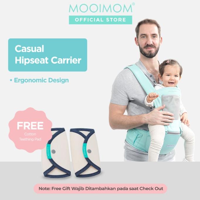 MOOIMOM Casual Hipseat Carrier Gendongan Bayi Depan - 3 - 36 Bulan,Hijau