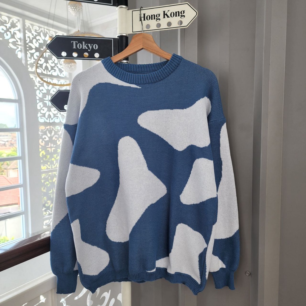 SWEATER RAJUT RAFI KNITE/ RAJUT BLOUSE MOTIF AWAN
