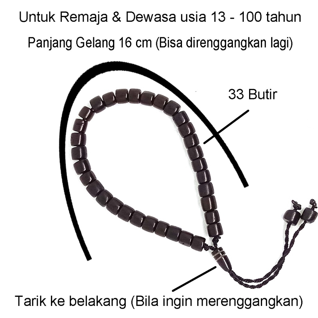 [✅COD] Gelang Tasbih Kesehatan Isi 33 Butir Koka Kaokah Kokka Kaukah Kaoka Kokah Asli Original Pria Wanita Model Marjan Hitam Polos